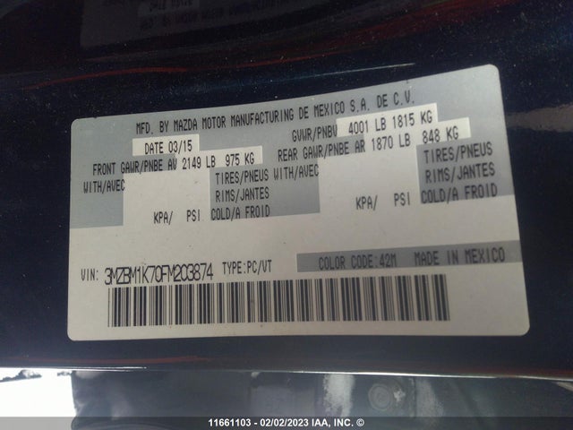 Mazda MAZDA3 2015 3MZBM1K70FM203874 Image 10