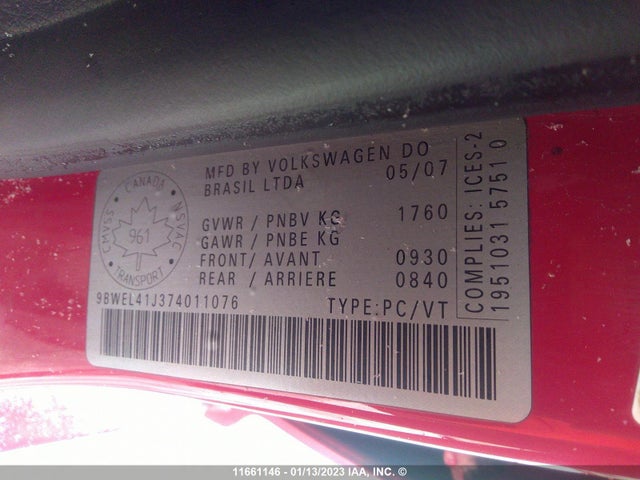 Volkswagen CITY GOLF 2007 9BWEL41J374011076 Image 10
