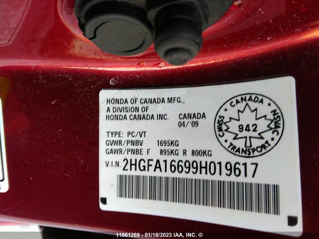 Honda Civic 2009 2HGFA16699H019617 Image 10