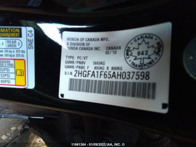 Honda Civic 2010 2HGFA1F65AH037598 Image 11