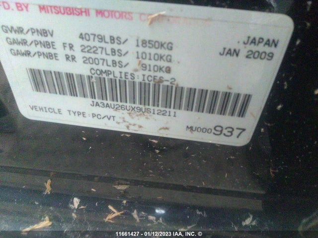 JA3AU26UX9U612211 Mitsubishi Lancer Es/es Sport