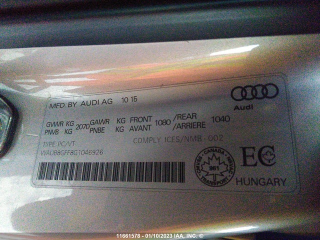 WAUB8GFF8G1046926 Audi A3 PREMIUM