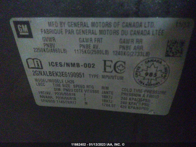 Chevrolet EQUINOX LT 2014 2GNALBEK3E6190951 Image 9