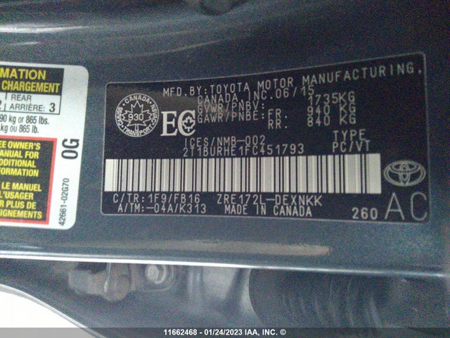 Toyota COROLLA 2015 2T1BURHE1FC451793 Image 10