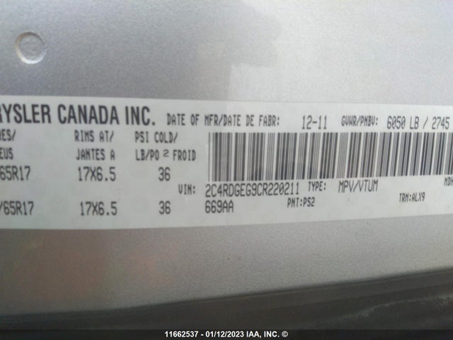 Dodge Grand Caravan R/t 2012 2C4RDGEG9CR220211 Image 10