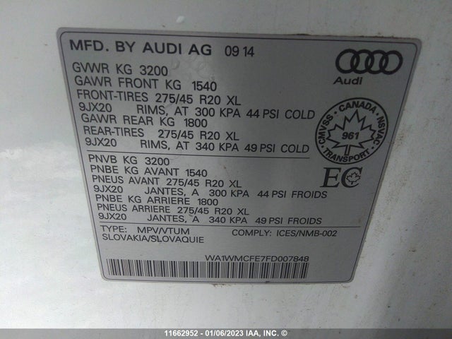 WA1WMCFE7FD007848 Audi Q7 Tdi/prestige