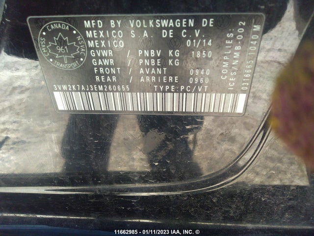 Volkswagen JETTA S 2014 3VW2K7AJ3EM260655 Image 9