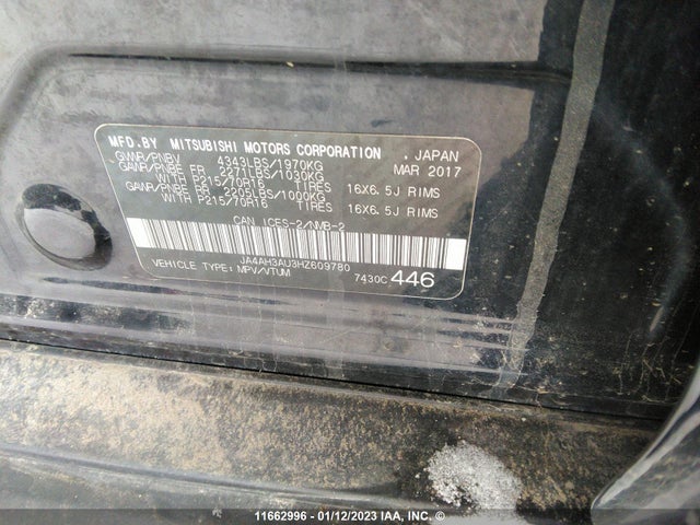 JA4AH3AU3HZ609780 Mitsubishi Rvr Se/es