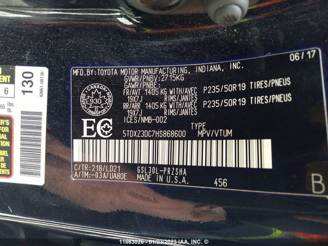 Toyota SIENNA SE 2017 5TDXZ3DC7HS868600 Image 9