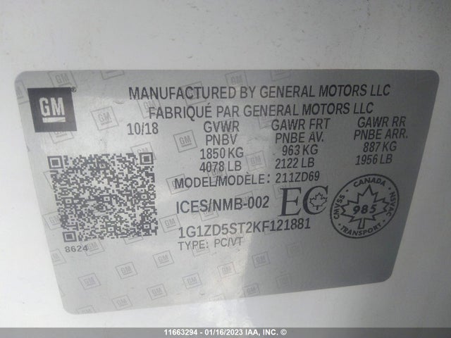 Chevrolet MALIBU LT 2019 1G1ZD5ST2KF121881 Image 9