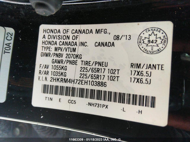 Honda CR-V EXL 2014 2HKRM4H72EH103886 Image 10