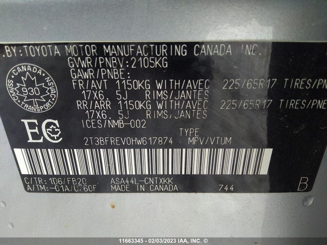 Toyota 2ar-fe 2017 2T3BFREV0HW617874 Image 23
