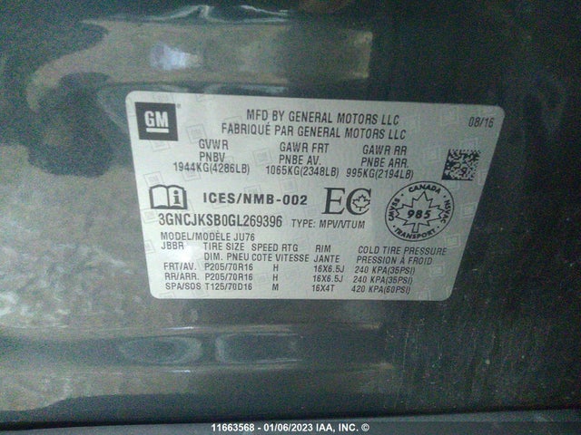 Chevrolet TRAX LS 2016 3GNCJKSB0GL269396 Image 9