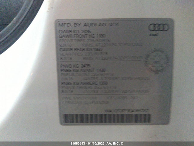 WA1CFCFP3EA086787 Audi Q5 PREMIUM