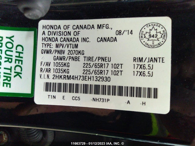 Honda CR-V 2014 2HKRM4H73EH132930 Image 10