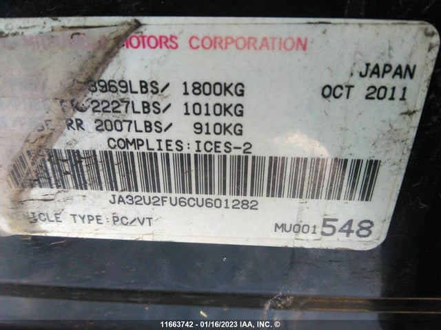 JA32U2FU6CU601282 Mitsubishi Lancer Es/es Sport