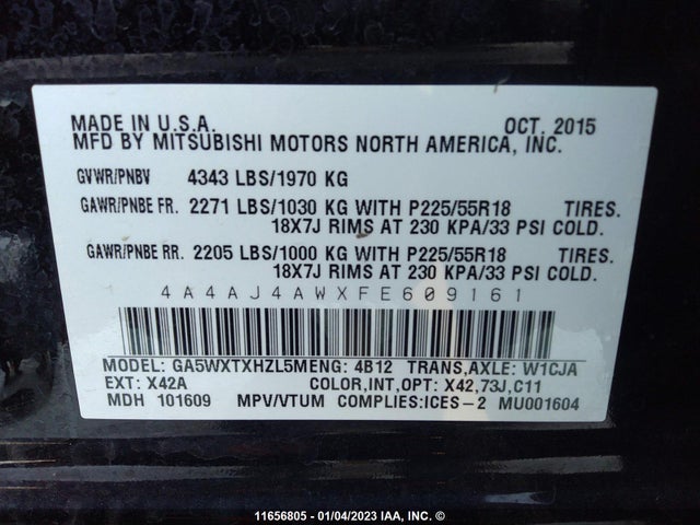 4A4AJ4AWXFE609161 Mitsubishi Rvr Gt