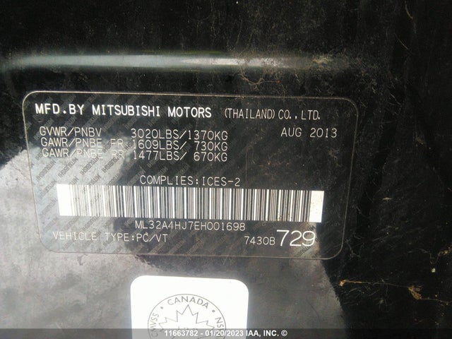 ML32A4HJ7EH001698 Mitsubishi Mirage