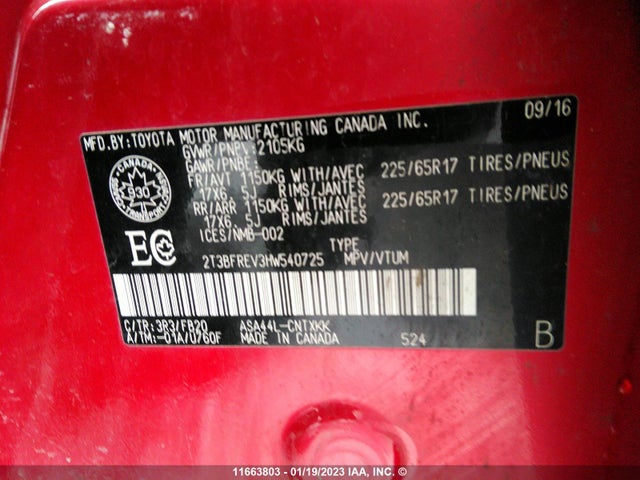 Toyota RAV4 LE 2017 2T3BFREV3HW540725 Image 10