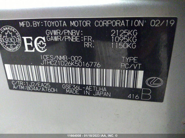 JTHCZ1D26K5016776 Lexus IS 350