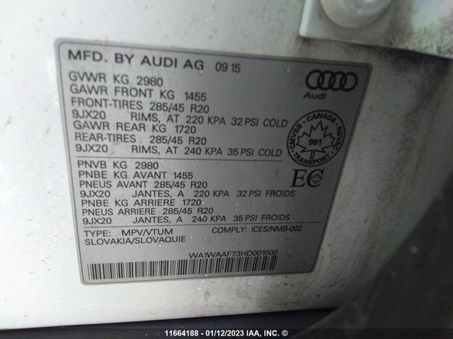 WA1WAAF73HD001000 Audi Q7 Technik S-line