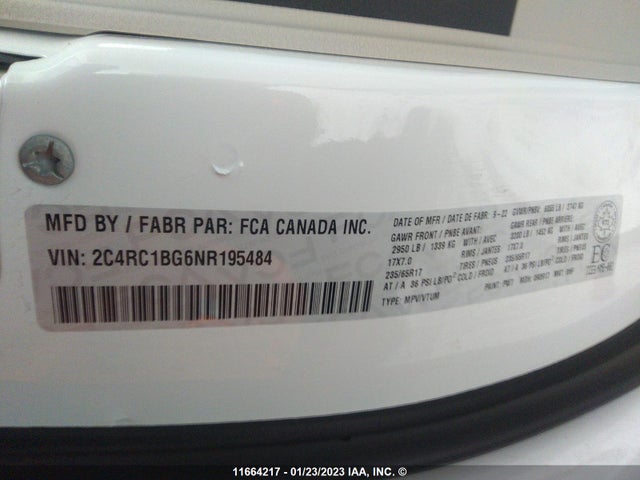 2C4RC1BG6NR195484 Chrysler Pacifica Touring L