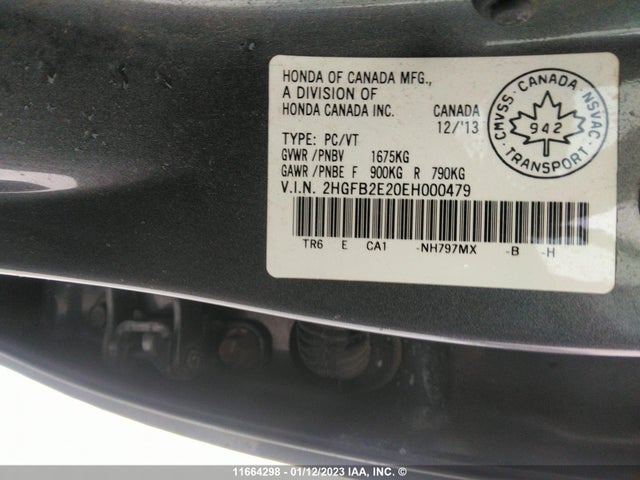 Honda Civic Dx 2014 2HGFB2E20EH000479 Image 9
