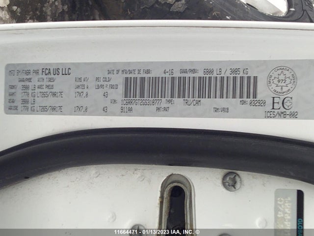 1C6RR7GT2GS318777 RAM 1500 Slt