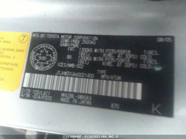 JTJHW31U660021400 Lexus RX 400