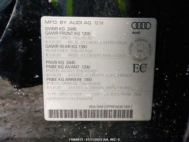 WA1WFCFP8FA081891 Audi Q5 Prestige