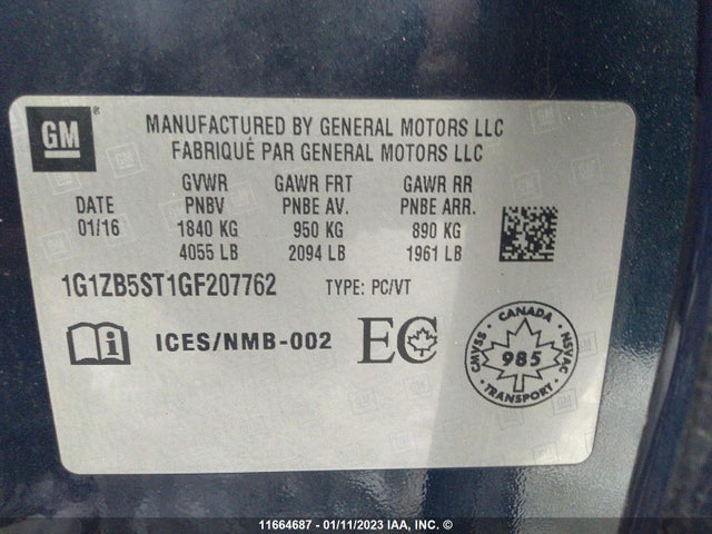 Chevrolet MALIBU LS 2016 1G1ZB5ST1GF207762 Image 10