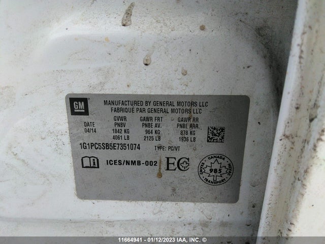 Chevrolet CRUZE LT 2014 1G1PC5SB5E7351074 Image 10