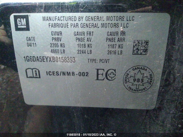 1G6DA5EYXB0158393 Cadillac CTS