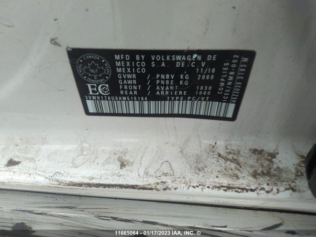 3VWH17AU6HM515164 Volkswagen Golf Alltrack S/se/sel