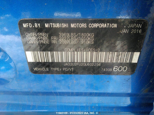 JA32U2FU2GU602256 Mitsubishi LANCER ES