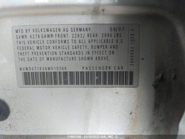 Volkswagen Rabbit 2008 WVWDA71K98W018366 Image 10