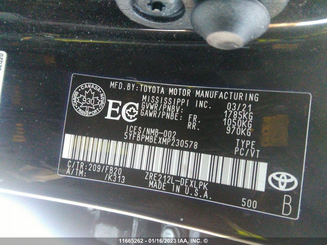 Toyota COROLLA LE 2021 5YFBPMBEXMP230578 Image 12