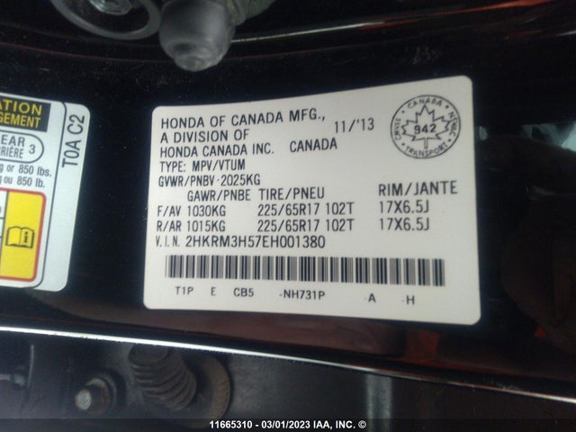 Honda CR-V 2014 2HKRM3H57EH001380 Image 9