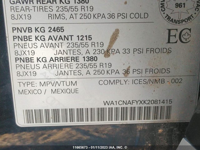WA1CNAFYXK2081415 Audi Q5 Prestige