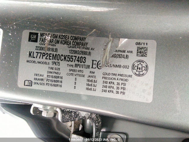 Chevrolet Orlando Lt 2012 KL77P2EM0CK557403 Image 9