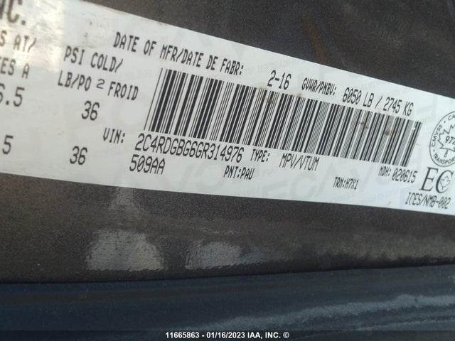 Dodge Grand Caravan Se 2016 2C4RDGBG6GR314976 Image 11