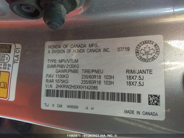 Honda CR-V EX 2019 2HKRW2H5XKH142086 Image 9
