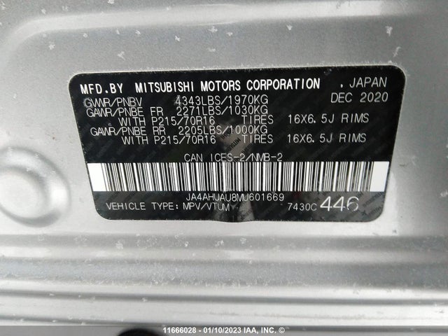 JA4AHUAU8MU601669 Mitsubishi Rvr Es/se
