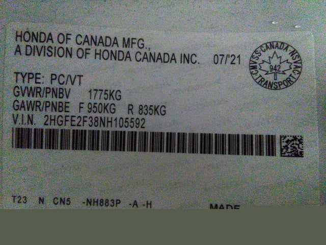 Honda CIVIC EX 2022 2HGFE2F38NH105592 Image 11