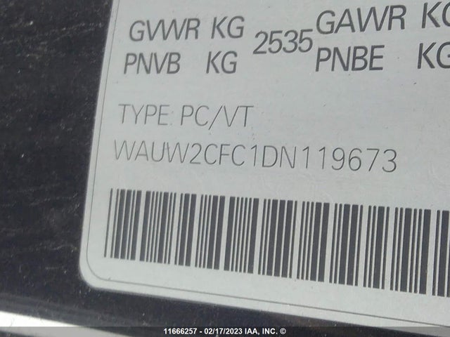 WAUW2CFC1DN119673 Audi S7 PREMIUM