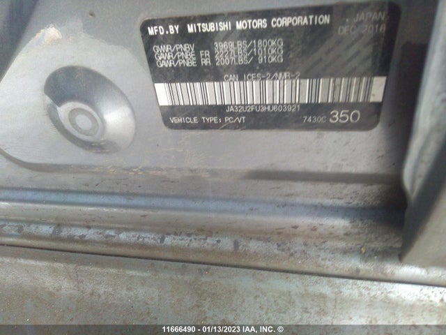 JA32U2FU3HU603921 Mitsubishi LANCER ES