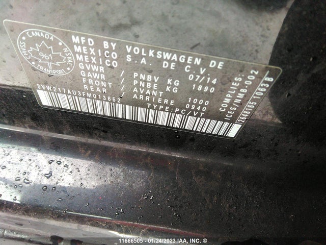Volkswagen Golf 2015 3VW217AU3FM013652 Image 10
