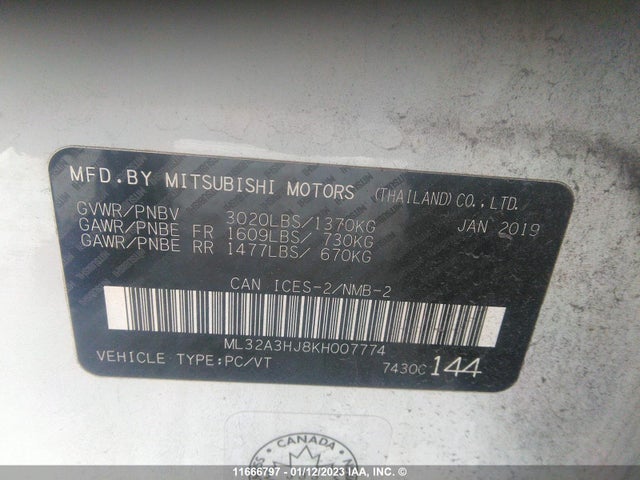 ML32A3HJ8KH007774 Mitsubishi Mirage Es/rf