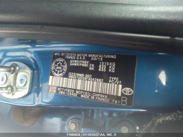 Toyota Yaris 2015 VNKKTUD3XFA042682 Image 10