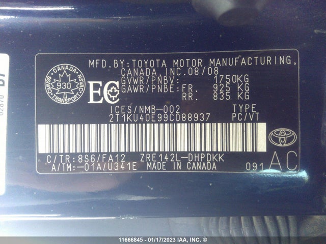 Toyota Matrix 2009 2T1KU40E99C088937 Image 10